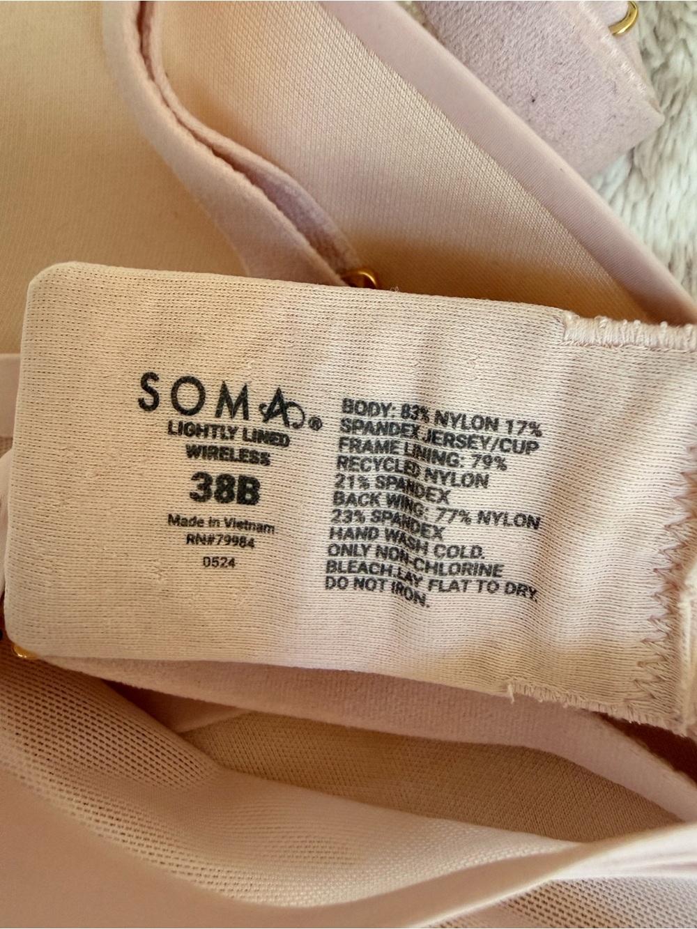 SOMA Women's Lace Wireless Bra in Blush Pink - Picture 7 of 9